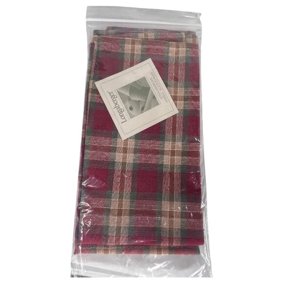 6 New Longaberger Orchard Park Plaid Napkins Set Square Cloth Fabric Accessories - Picture 5 of 9